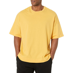 Bán Buôn Giá Rẻ Drop Shoulders Quá Khổ T-Shirt Cho Nam Giới Cotton Đồng Bằng Trống Nhanh Chóng Khô Thoáng Khí Không Có Collarless T-Shirts Cho Người Lớn - Product Image 6