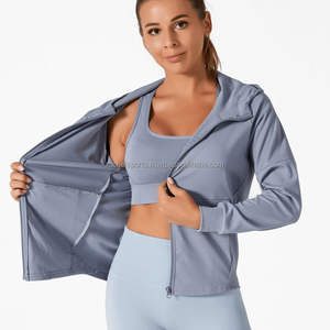 <b>Women's</b> Solid Zip-Up Full Sleeve Lightweight Full-Length Spandex/Polyester Sports <b>Jacket</b> - Product Image 1