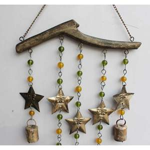 Star Wind Chime Set Indian Rustic Metal <b>Crafts</b> for Home Decor for Living Wall Vase for Restaurants Mobile Decoration Pack 5 Pcs - Product Image 2