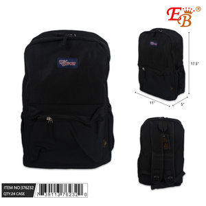 Mochila negra Eb de 18 pulgadas, mochila de viaje con capacidad de 20-35L, cierre de cremallera, mochila unisex de tela para viaje - Product Image 1