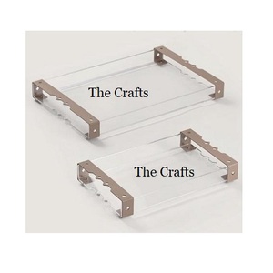 ชุดถาดเสิร์ฟขนมอะคริลิค2ชิ้นพร้อมที่จับเหล็ก - Product Image 1