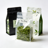 Sachets d'emballage de thé en MOPP PE imprimés sur mesure de qualité supérieure, pochettes refermables à fond plat pour thé en vrac avec fermeture éclair