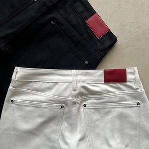 Fabricant de denim, pantalon en jean pour homme, coupe droite, ample, uni, blanc, noir, denim brut japonais, selvedge, jean pour homme - Product Image 5