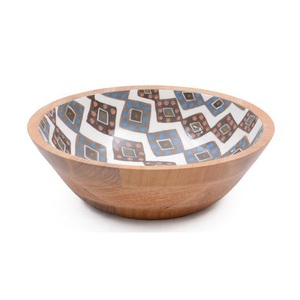 Juego de 2 cuencos de madera con estampado de esmalte de calidad elegante Juego de diseño de lujo de dos cuencos de madera para servir para Hotel - Product Image 6