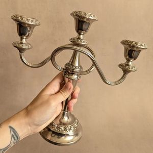 Vintage inspired black metal candelabra for gothic home decor perfect for Halloween or themed candlelight event - Product Image 6