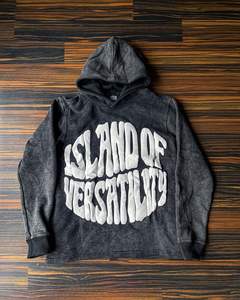 Haute qualité Vintage 100% coton pull à capuche pour hommes tissé surdimensionné goutte épaule solide motif décontracté impression pour l'hiver - Product Image 1