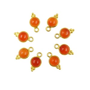 Ensemble de pendentifs pour boucles d'oreilles en cornaline orange avec lunette fantaisie plaquée rhodium pour faire du charme par le fabricant - Product Image 2