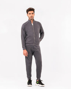 80% coton 20% polyester survêtement 2 pièces fermeture éclair sweat et pantalon vêtements actifs survêtement pour hommes - Product Image 1