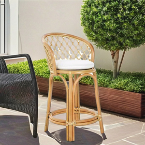 Chaise de bar en rotin intérieur/extérieur durable pour villa Ensembles de jardin confortables pour salon, salle à manger, hôtel, chambre à coucher, parc - Product Image 2