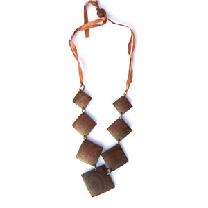 Collier de mode en chaîne à maillons de perles en bois fabriqué en Inde, tons terreux, riche, traditionnel, moderne, bijoux de fête, prix de gros - Product Image 3