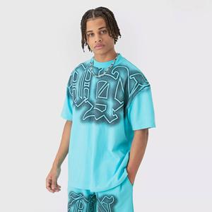 Directo de fábrica al por mayor Unisex de alta calidad de algodón pesado de gran tamaño impreso Camiseta de manga corta para hombre - Product Image 1