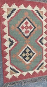 Tapis Kilim en laine de Jute géométrique fait à la main multicolore Style Vintage lavable durable décor de salon à la maison - Product Image 2