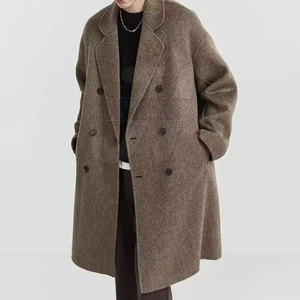 Tela de lana de abrigo largo para hombre de un solo pecho con un diseño limpio y un interior cálido de longitud completa aspecto aerodinámico - Product Image 6