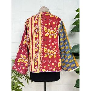 Vintage <b>Kantha</b> Stitch Dori <b>Jacket</b> One-of-a-Kind Handstitched Boho Chic Reversible Short Coat Patchwork Decoration for Spring - Product Image 5