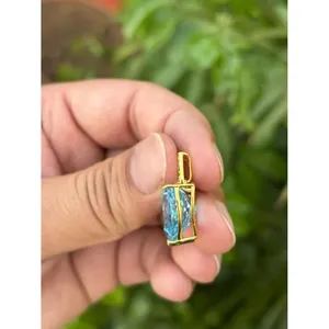 Colgante de Corazón de Plata 925 con Topacio Azul y Diamantes con Baño de Rodio, Colgante Religioso de Oro Rosa, Joyería de Oro - Product Image 3