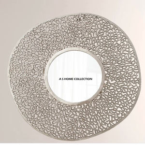 High Grade <b>Silver</b> Color Premium Quality Metal Fancy Designer Framed Round Shape Wall <b>Mirror</b> Home Decorative Accent Supply - Product Image 1