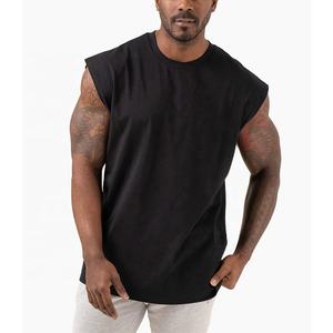 Camiseta sin mangas con logotipo personalizado Hipster de 270gsm, camiseta sin mangas recortada en blanco de 100% algodón para hombre - Product Image 2