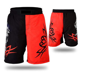 กางเกงมวยผู้ชายผ้าโพลีเอสเตอร์ MMA ศิลปะการต่อสู้แบบยืดได้สำหรับผู้ใหญ่งานปักดีไซน์ใหม่ผ้าโพลีเอสเตอร์งาน OEM - Product Image 4