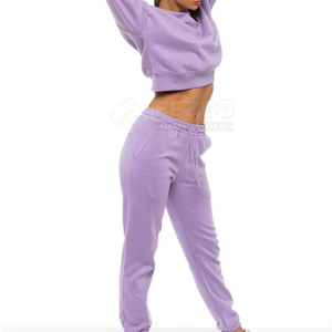 Conjunto de Sudadera con Capucha para Mujer, 100% Algodón, Transpirable, de Secado Rápido, Estilo Urbano, Color Sólido, con Cintura Elástica y Bolsillos Laterales, Corte Regular - Product Image 5