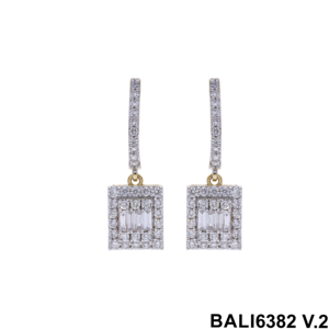 Pendientes de lujo para mujer, chapados en rodio, oro amarillo de 14 quilates, con diamantes redondos simétricos, joyería fina - Product Image 5