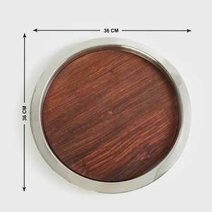 Stainless steel serving <b>tray</b> USA Wooden serving <b>tray</b> with metal rim Drink <b>tray</b> for bar Wood and metal serving <b>tray</b> <b>Storage</b> <b>Trays</b> - Product Image 6