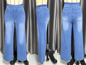 <b>Women</b> Pockets Straight Wash Vintage <b>Jeans</b> Fashion <b>Elastic</b> <b>Waist</b> Wide Leg Denim <b>Jeans</b> <b>Women's</b> Pants & Trousers Casual Streetwear - Product Image 6