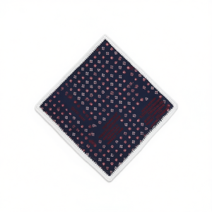 Navy Maroon Floral Handmade Knitted <b>Edge</b> Signature Border Handkerchief Perfect Dining Pocket <b>Square</b> for Blazers Suit - Product Image 3