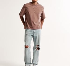 2025 T-Shirt pour hommes surdimensionné à la mode avec manches longues High Street Fashion Style personnalisé OEM Service tissu tricoté - Product Image 4