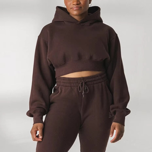 เสื้อฮู้ดดี้ผู้หญิง ผ้าคอตตอนถักเนื้อหนา ทรงหลวม ไหล่ตก ดีไซน์ลำลอง สไตล์สตรีทแวร์ สำหรับฤดูใบไม้ร่วง มีซับในด้านหน้า - Product Image 5