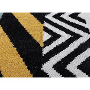 Alfombras Geométricas de Lana Alhambra 9x12 Rectangulares para Pasillo y Sala de Estar, Gris y Negro, Tejido Plano ADWP-13052 - Product Image 3