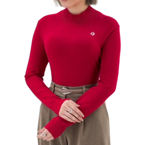 Suéter Ligero Informal de Punto con Cuello Alto para Mujer, Manga Larga, Corte Ajustado, Liso, con Logotipo Personalizado, Fabricación de Ropa OEM ODM - Product Image 1