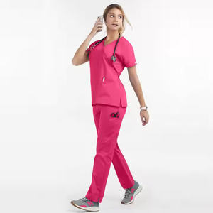 2025 haute qualité Premium soins infirmiers gommages médicaux doux col en v uniformes chirurgicaux Anti-rides Salon de beauté coton Polyester - Product Image 4