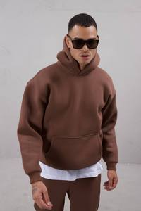 Sweat à capuche en coton molletonné basique pour hommes Pull décontracté Streetwear Sweat-shirt d'automne chaud et surdimensionné - Product Image 4