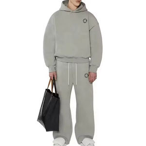 Custom Streetwear <b>Plain</b> Tracksuits for Men Men's 2pc Blank Tracksuit <b>Hoodie</b> and Jogger Set - Product Image 1