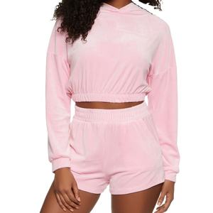 Conjunto de Dos Piezas de Terciopelo para Mujer, Informal, de Invierno, de Manga Corta, con Pantalones Cortos por Encima de la Rodilla, 2026 - Product Image 2