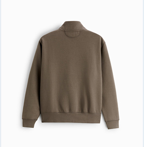 Hombres Zipup Collar Fleece Sudadera de algodón con logotipo personalizado El último diseño en sudaderas lisas en blanco disponibles para la venta al por mayor - Product Image 3