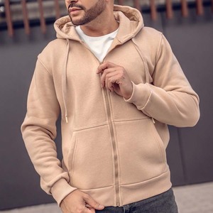 Sweat à capuche épais et chaud pour homme, uni, avec poche zippée, coupe ample, en molleton bouclette, style sport décontracté - Product Image 1