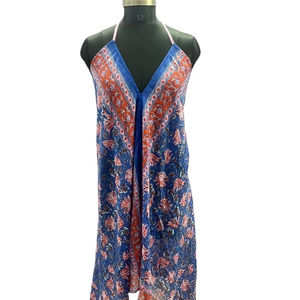 Robe en coton imprimée à la main de qualité supérieure, motif floral, poids moyen, entretien facile pour femmes et filles - Product Image 1