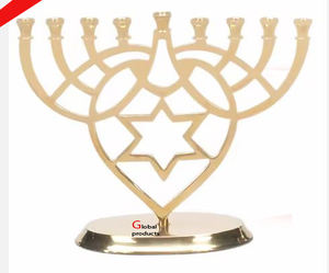 classic look golden finished <b>tree</b> design 9 branch menorah candelabra for home temple - Product Image 5