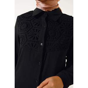 ชุด2ชิ้นหน้าอกลูกไม้ปักสีดำ - Product Image 1