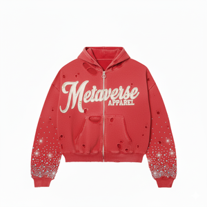 เสื้อฮู้ดมีซิปของผู้ชายผ้าฝ้าย100% สีทึบฤดูใบไม้ร่วงพร้อมงานปักดีไซน์แนววินเทจใส่สบาย - Product Image 2