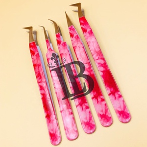 Pince à cils rose en papier coloré, durable, pour extensions de cils, à pointe en fibre courbée, personnalisable pour cils en vison - Product Image 2