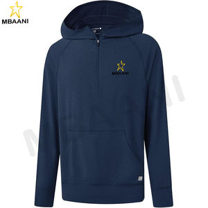 Long Sleeve Kangaroo Pocket Lightweight Heather Golf <b>Quarter</b> <b>Zip</b> Hoodies For <b>Men</b> - Product Image 1