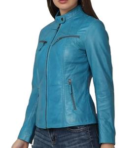 Chaqueta de Cuero de Manga Larga para Mujer, Transpirable, de Alta Calidad, Chaquetas de Cuero Personalizadas con Logotipo, Servicio OEM - Product Image 4