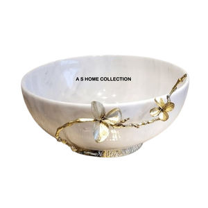 Luxury Metal <b>Bowl</b> With Stylish Flower & Stem Stand branches Household Dinnerware Durable And Decorative <b>Serving</b> resin <b>Bowl</b> - Product Image 6
