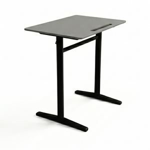 Modern Height <b>Adjustable</b> School Desk Wood Top Black Metal Frame Minimalist Design Study Furniture for Students ARSU 2-Year - Product Image 4