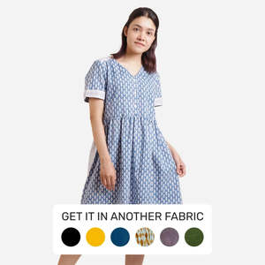 เดรสยาวสไตล์โบฮีเมียนผ้าฝ้าย คอทรงโอ ลายดอกไม้ แต่งลูกไม้ สไตล์ลำลอง ใส่เที่ยวทะเล แขนสั้น ติดกระดุมธรรมชาติ ประดับเพชรหวานๆ - Product Image 5