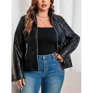 Veste en cuir pour femme de qualité supérieure en peau de mouton haut de gamme Détails de la moto classique à la mode avec col montant et forme mince profilée - Product Image 1