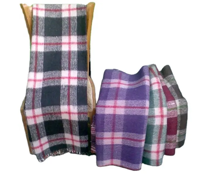 Переработанные шерстяные одеяла, 60% шерстяные одеяла, узор в клетку и простой узор от HARSHIT INTERNATIONAL