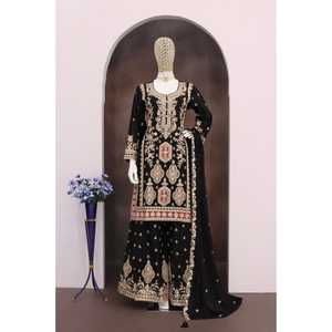 NUEVOS 3 PCS VESTIDOS SEMI COSTURADOS PARA MUJER DESPIECE DE FIESTA Telas Detalles TOP Heavy Fox Georgette Mangas Heavy Fox Georgette - Product Image 1